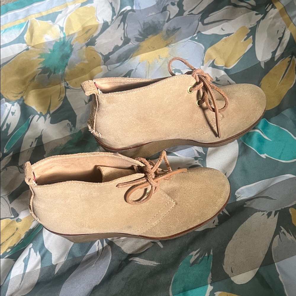 Sperry Topsider Harlow Wedge Suede Ankle Boots SZ 7 - Picture 2 of 5